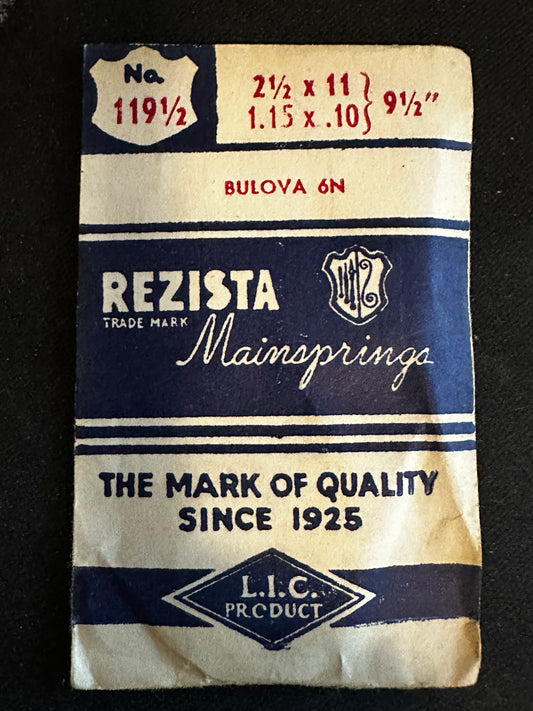 Rezista Mainspring No. 119½ for Bulova caliber 6N - Steel