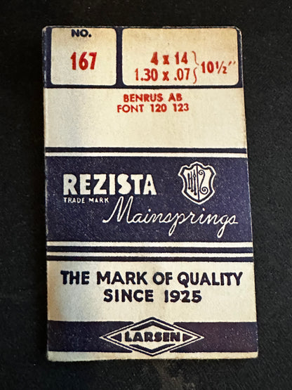 Rezista Mainspring #167 for Benrus AB, Font 120, 123  - Steel