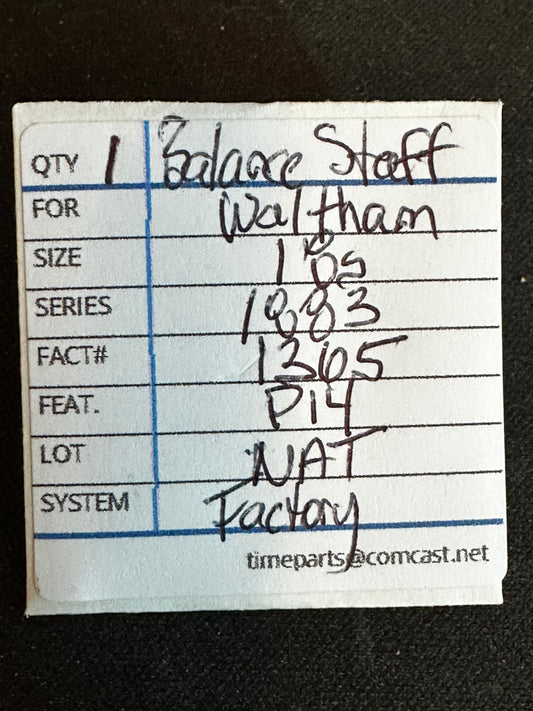 Waltham Factory Balance Staff for 18s Model 1883 No. 1365 / 5