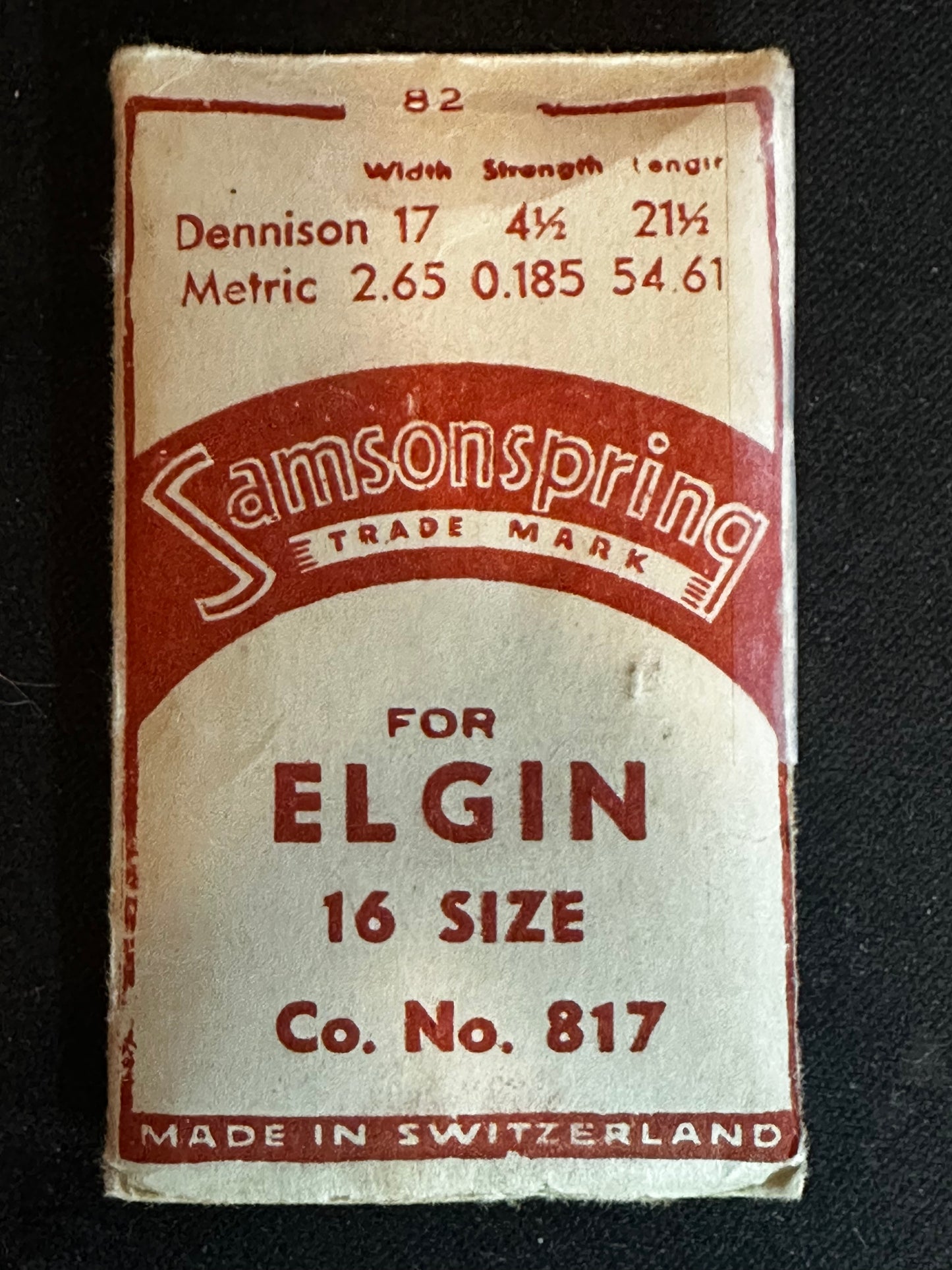 Samsonspring Mainspring No. 82 for Elgin 16s No. 817 - Steel