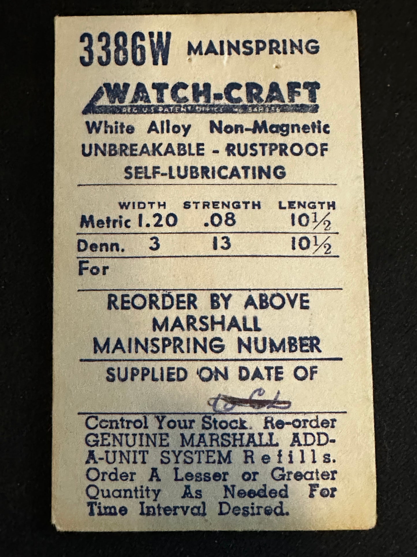 WATCH-CRAFT Mainspring 3386W for MST caliber 475 - Alloy