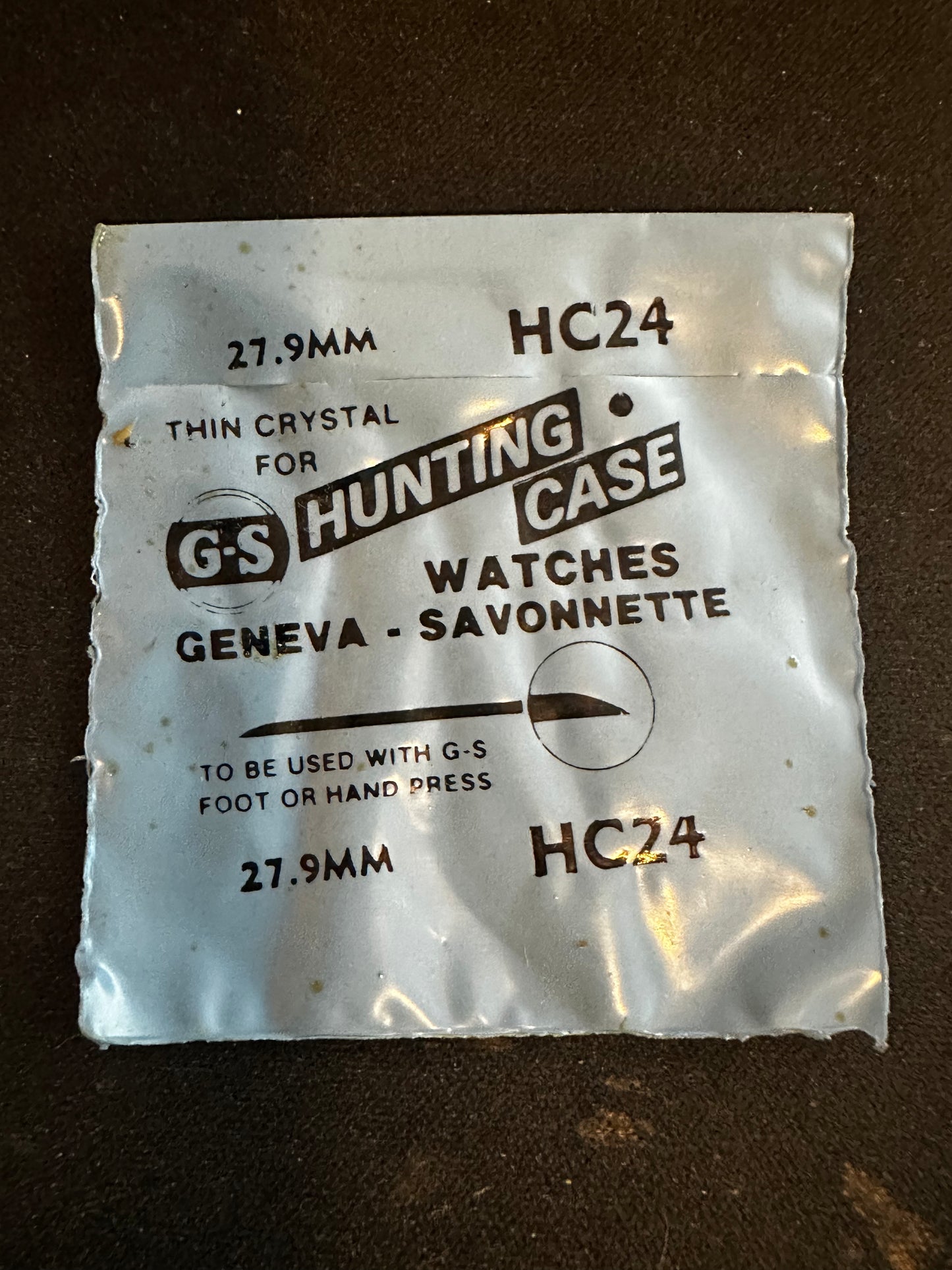 GS HC 24 Hunting Case Pocket Watch Crystal 27.9mm - New