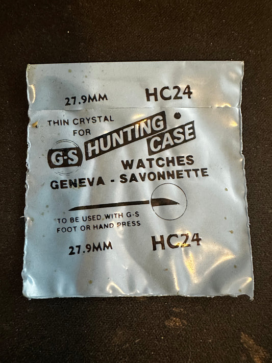 GS HC 24 Hunting Case Pocket Watch Crystal 27.9mm - New