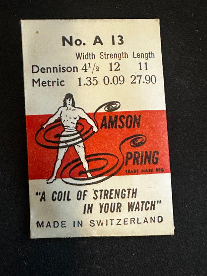 Samson Mainspring No. A13 for AS 1283, 1284, Mido 917A - Steel