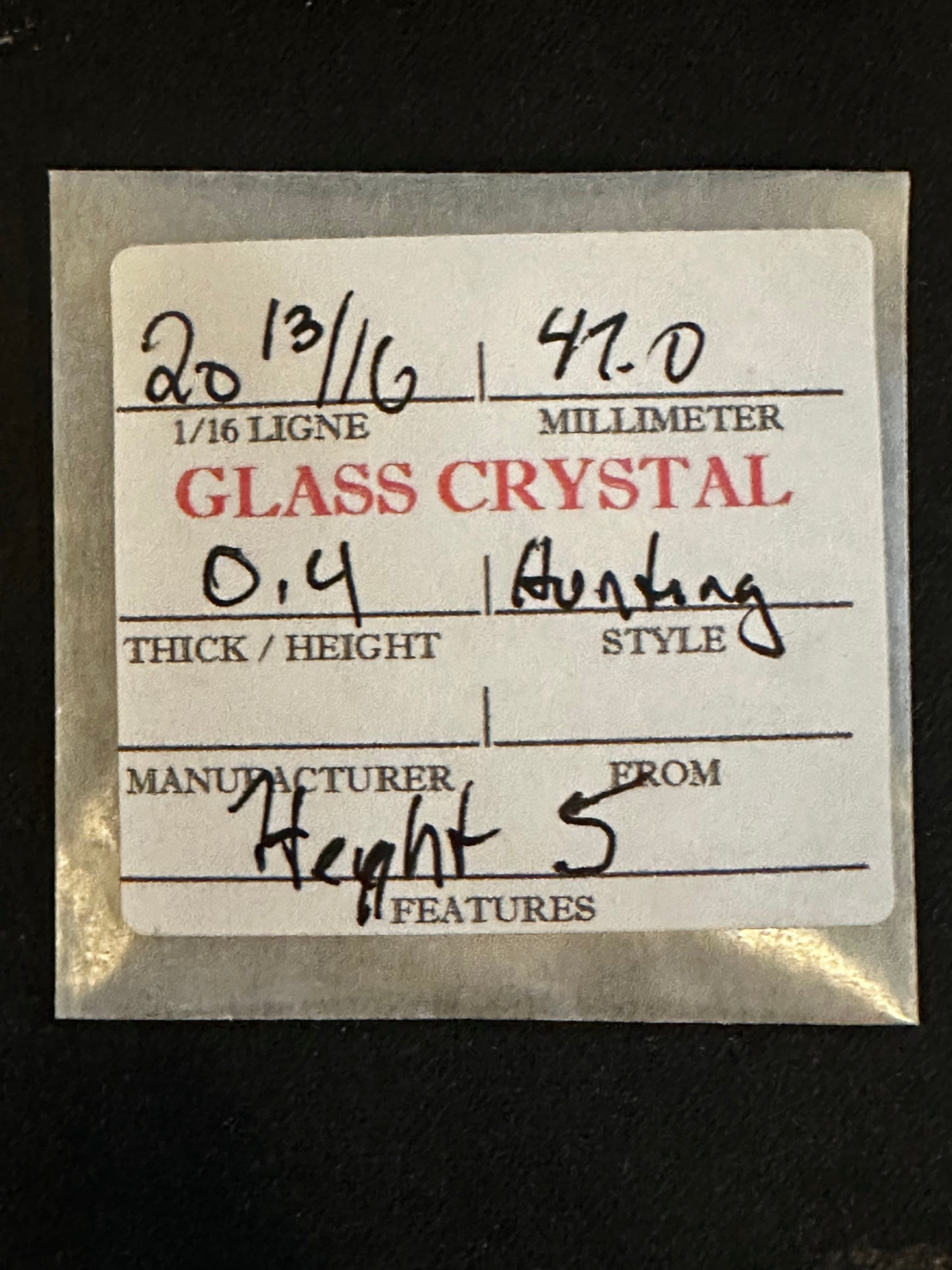 Vintage Glass Hunting Case Watch Crystal 20-13/16 (~47.0mm) - NOS