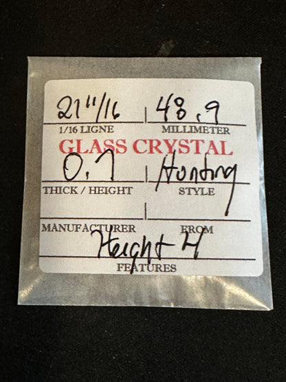 Vintage Glass Hunting Case Watch Crystal 21-11/16 (~48.9mm) - NOS