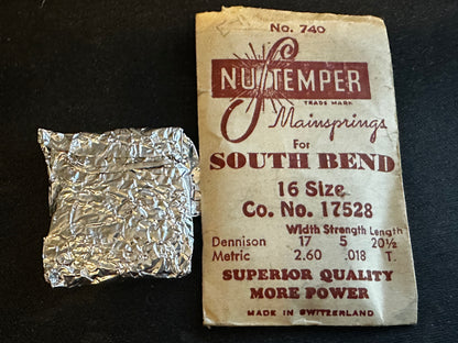 NuTemper Mainspring #740 for South Bend 16s No. 17528 - Steel