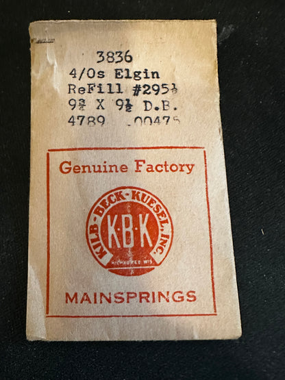 KBK Mainspring #3836 for Elgin 4/0s No. 4789 - Steel