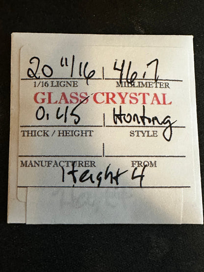 Vintage Glass Hunting Case Watch Crystal 20-11/16 (~46.7mm) - NOS