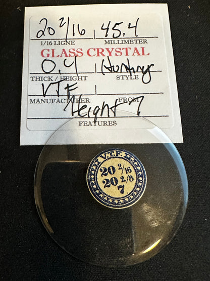 VTF Vintage Glass Hunting Case Watch Crystal 20-2/16 (~45.4mm) - NOS