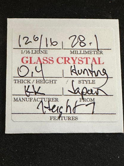Vintage Glass Hunting Case Watch Crystal 12-6/16 (~28.0mm) - NOS