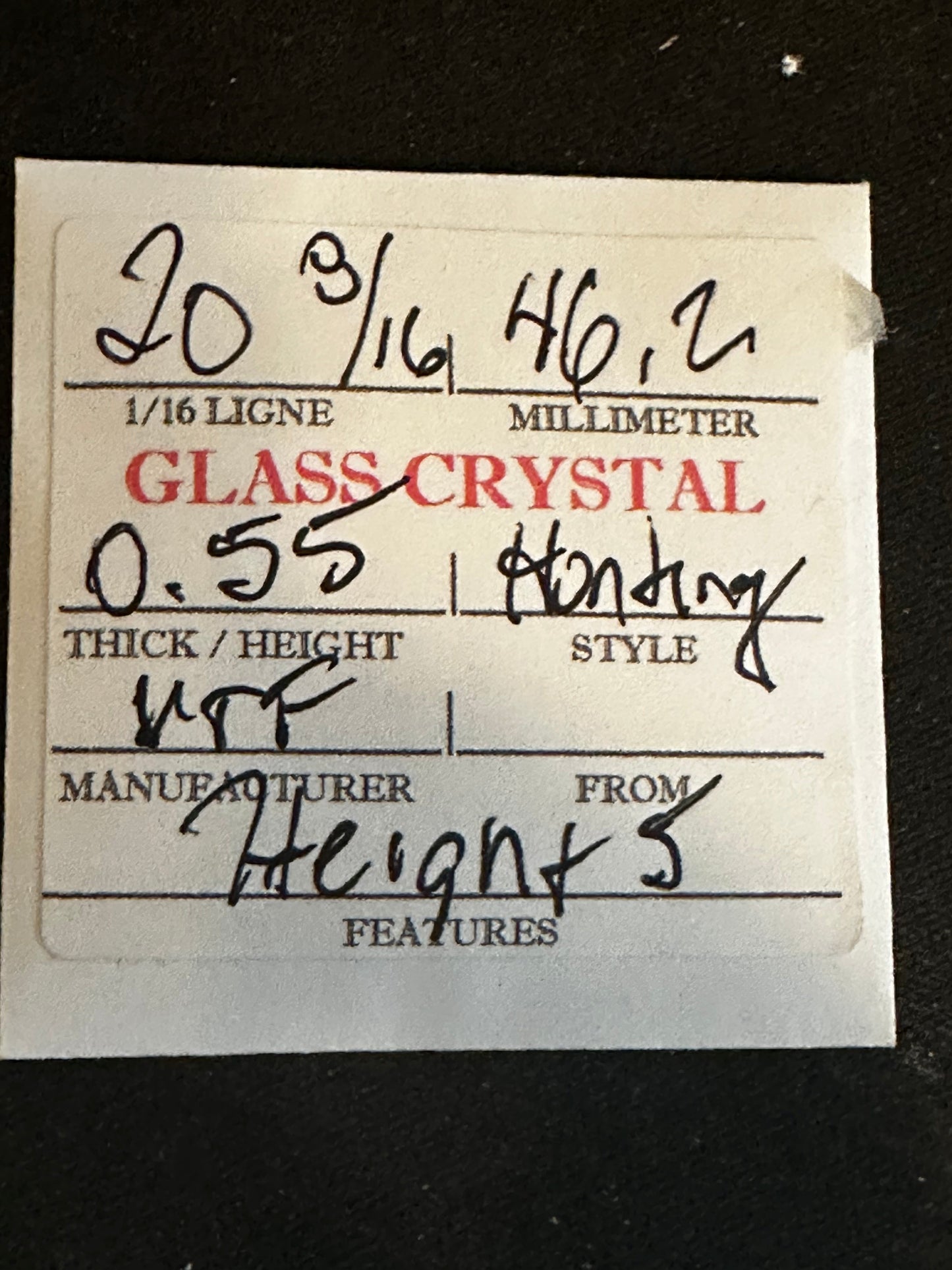 VTF Vintage Glass Hunting Case Watch Crystal 20-8/16 (~46.2mm) - NOS