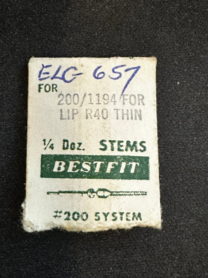 BESTFIT stems (2) for Elgin Grade 657 Pocket Watch Movements - new in envelope