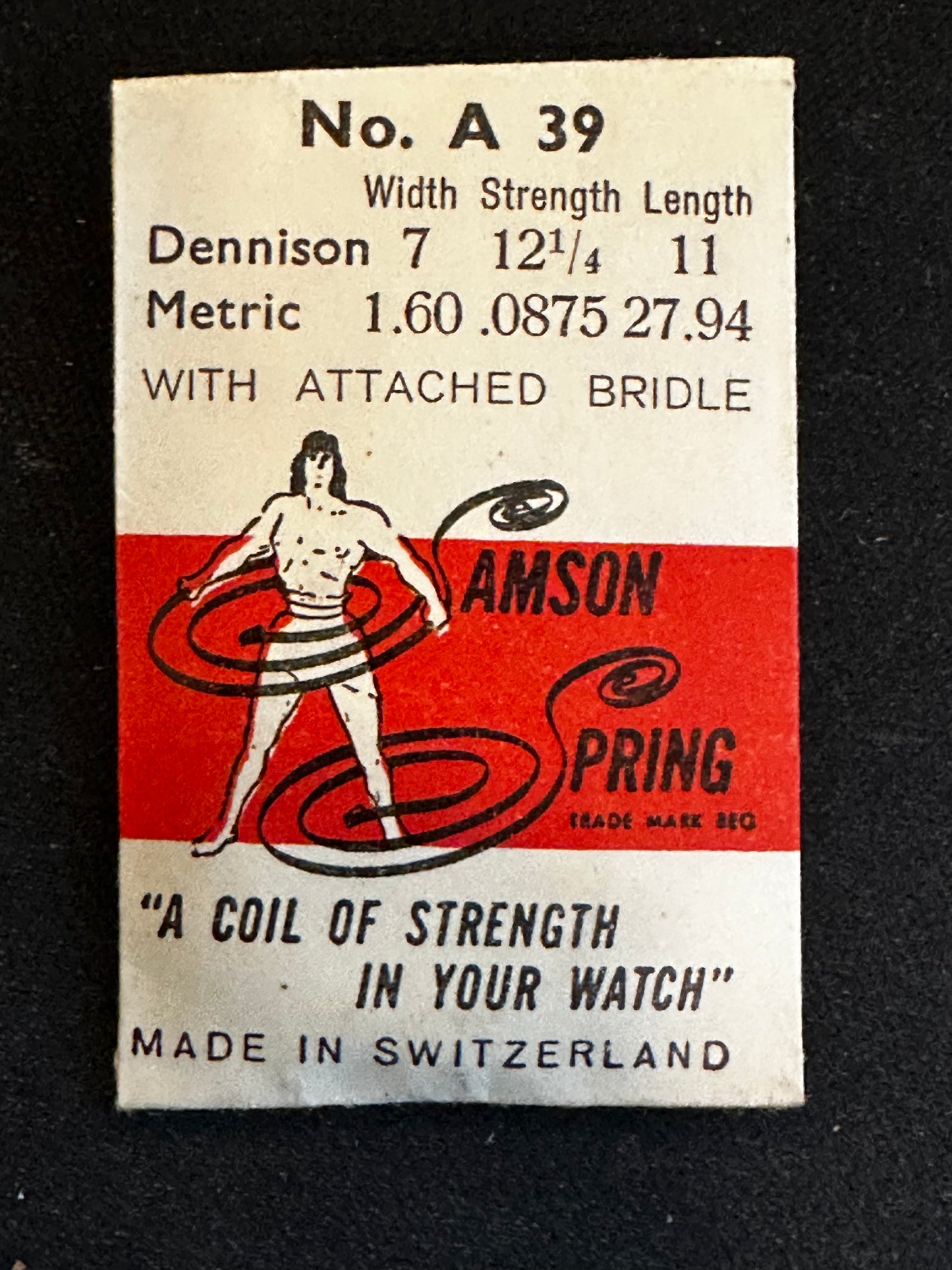 Samson Mainspring No. A39 for Eterna caliber 833, 834, 835, 1076, 1077, 1079 - Steel