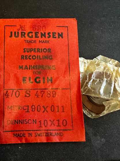 Jurgensen Mainspring #630 for Elgin 4/0s Factory No. 4789 - Steel