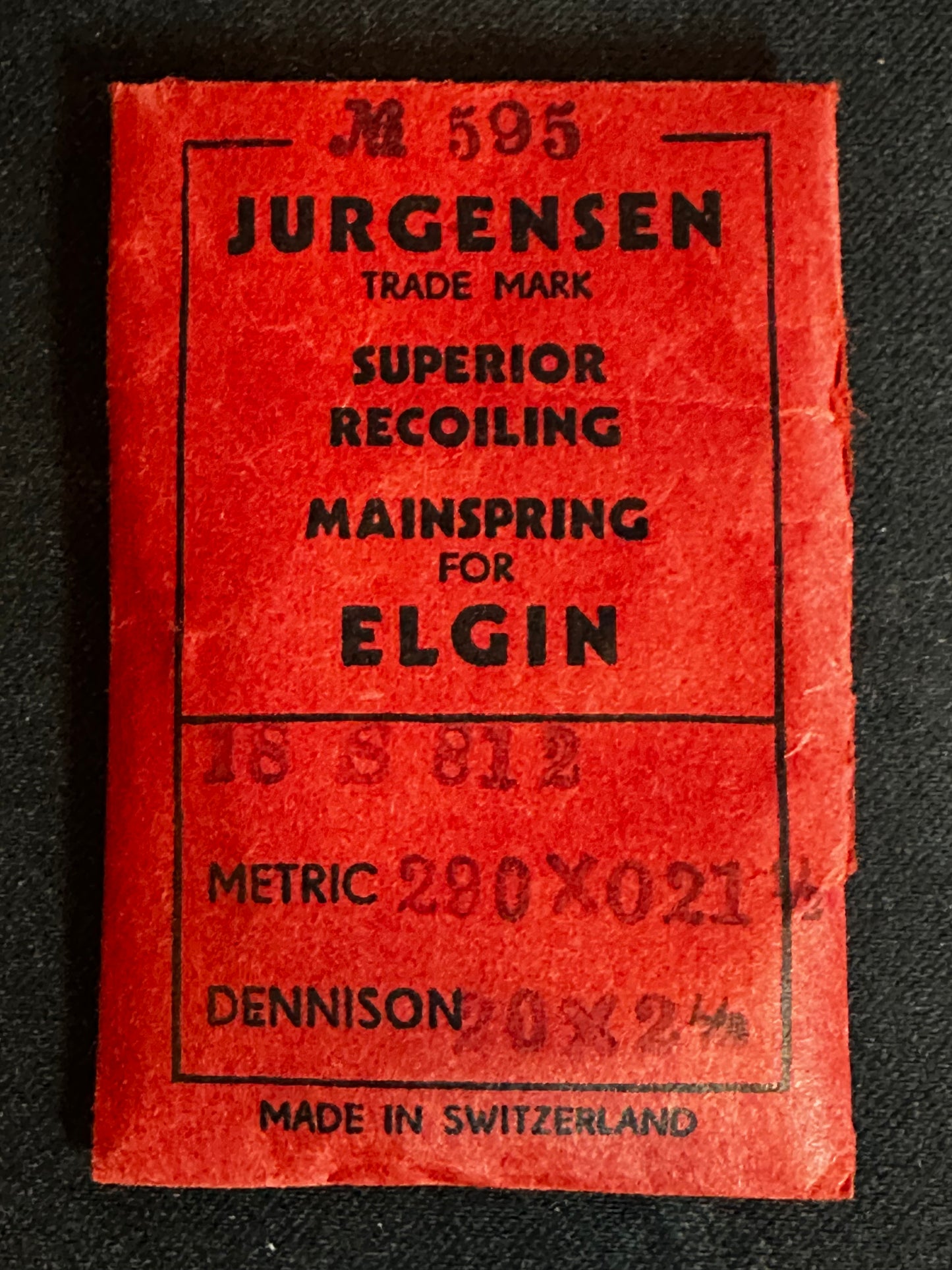 Jurgensen Mainspring #595 for Elgin 18s Factory No. 812 - Steel