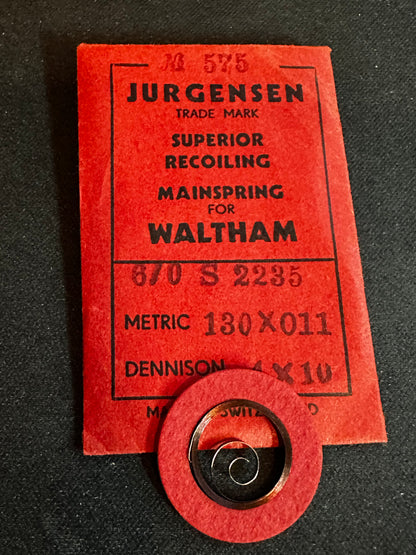 Jurgensen Mainspring #575 for Waltham Jewel Series 6/0s No. 2235 - Steel