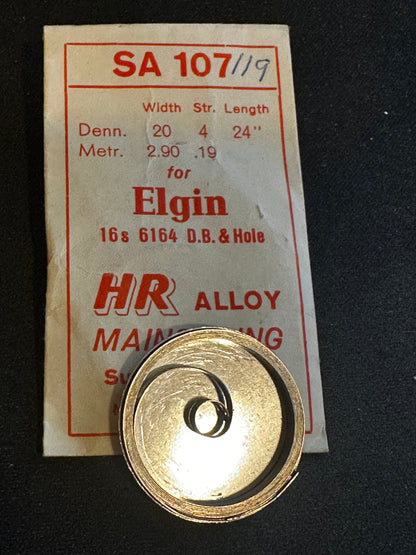 HR Mainspring SA107 for 16s Elgin B.W. Raymond No. 6164 - Alloy