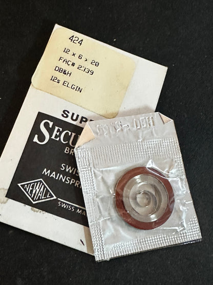 Newall SUPER Security Mainspring #424 for Elgin 12s No. 2339 - Alloy