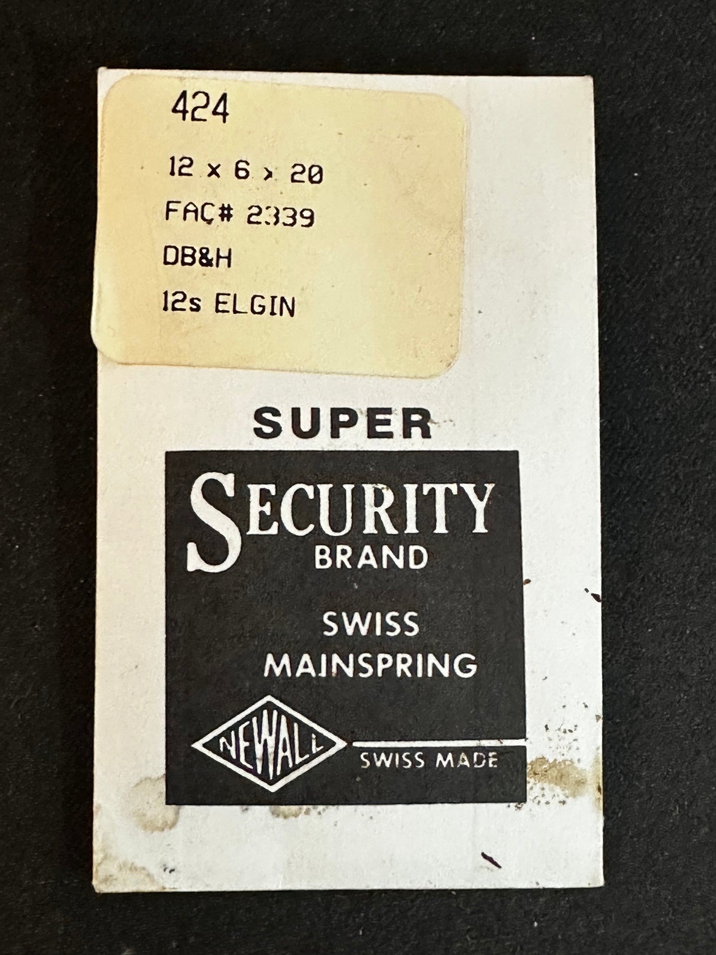 Newall SUPER Security Mainspring #424 for Elgin 12s No. 2339 - Alloy