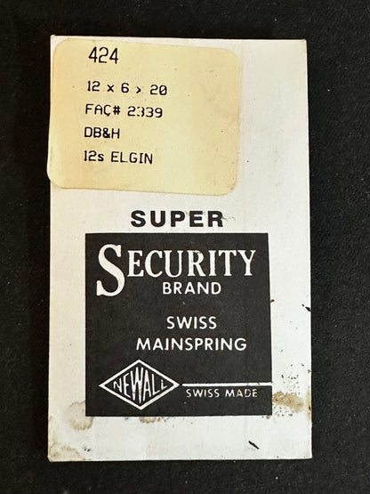 Newall SUPER Security Mainspring #424 for Elgin 12s No. 2339 - Alloy
