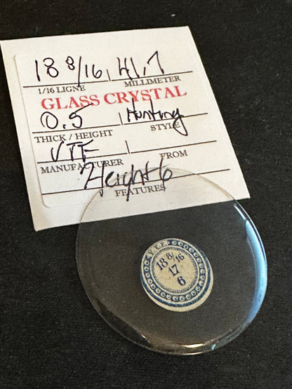 VTF Vintage Glass Hunting Case Watch Crystal 18-8/16 (~41.7mm) - NOS