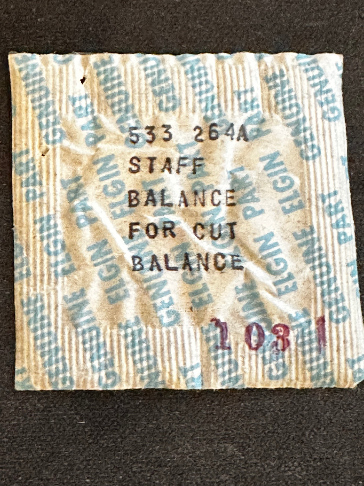 Elgin Factory Balance Staff for 21/0s Grade 533, 535 with cut balance