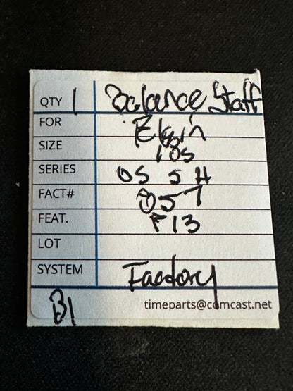 Elgin Factory Balance Staff for 18s, Old Style, Short Hub, Pivot 13, No. 857