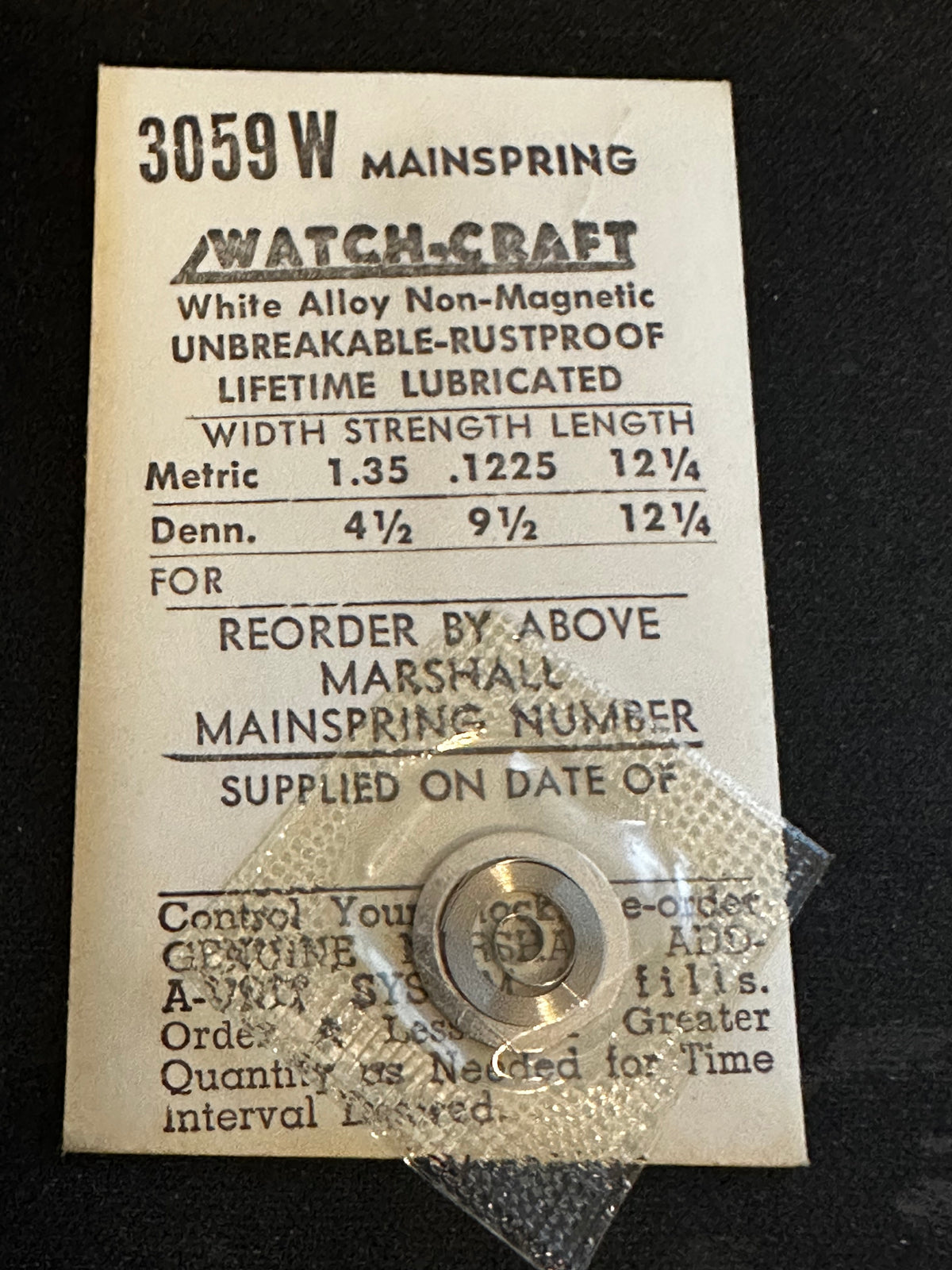 Marco Mainspring No. 3059W for Tissot caliber 27, 27.2 - Alloy