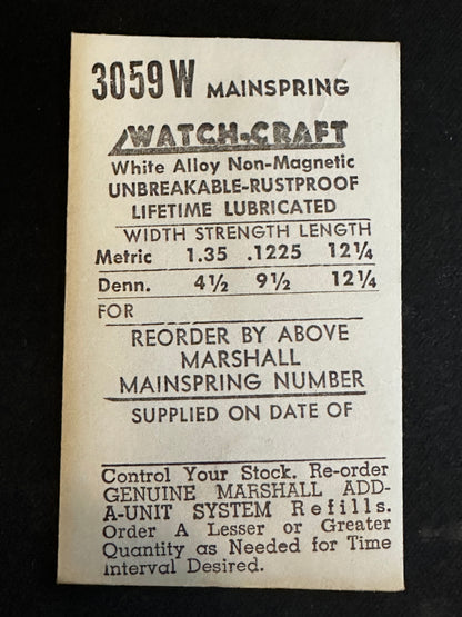 Marco Mainspring No. 3059W for Tissot caliber 27, 27.2 - Alloy