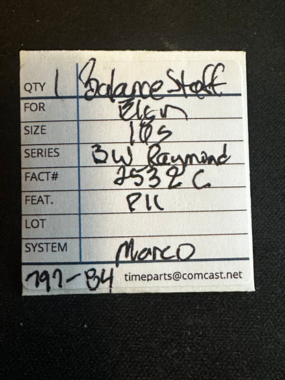 Marco Material Balance Staff for Elgin 16s B. W. Raymond, P11, No. 2532C - New