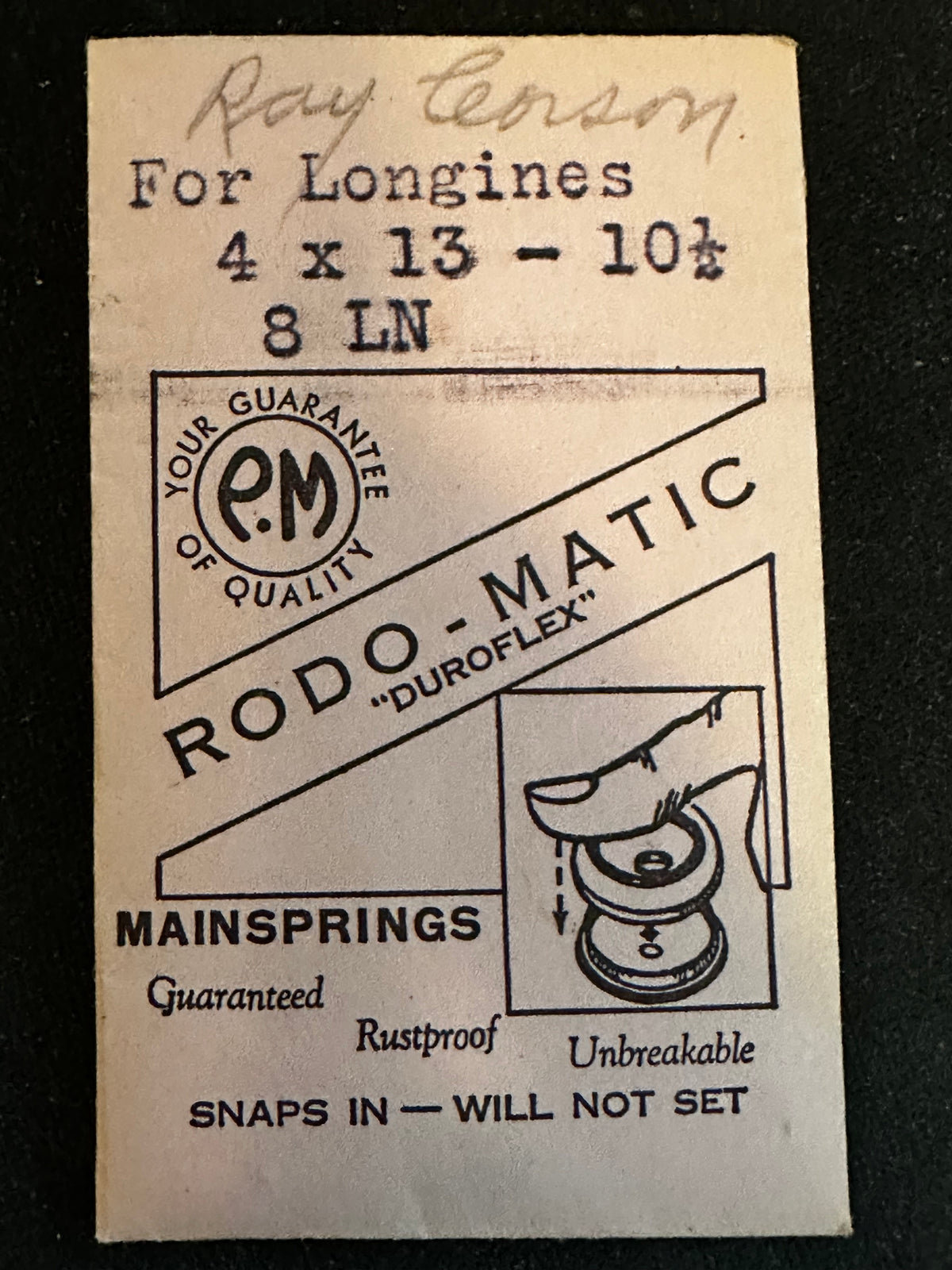 PM RODO-MATIC Mainspring for Longines 8LN - Alloy