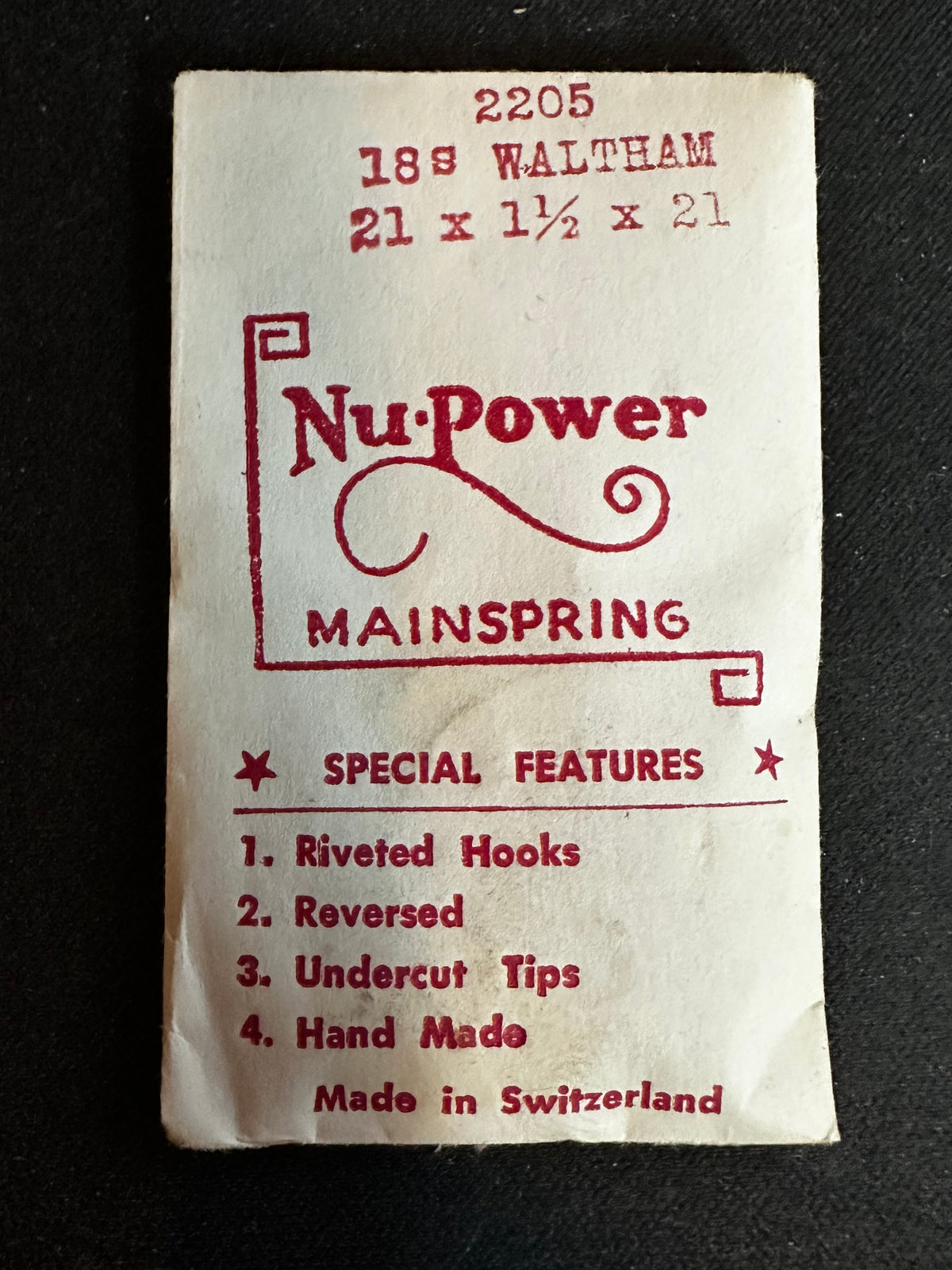 NuPower Mainspring for Waltham 18s No. 2205 - Steel