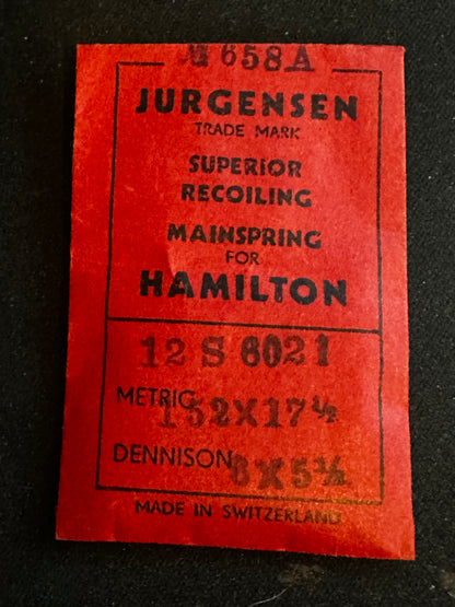 Jurgensen Mainspring #658A for 12s Hamilton Watch No. 6021 - Steel