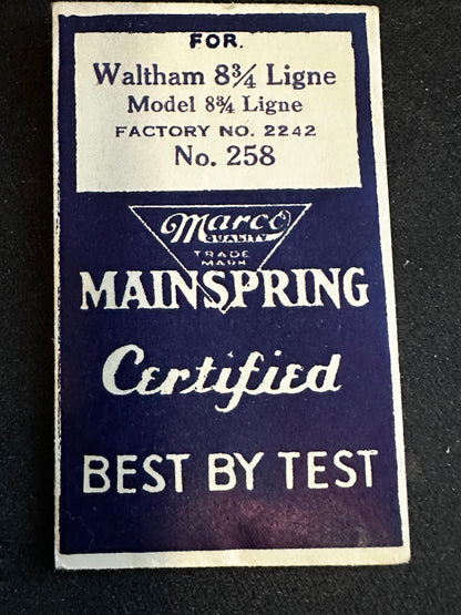 Marco Mainspring #258 for Waltham 8¾ ligne Model 870 No. 2242 - Steel