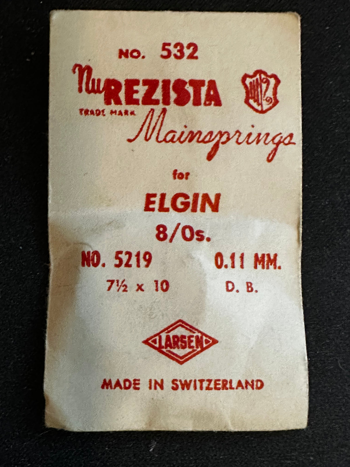 NuRezista Mainspring #532 for Elgin 8/0s Factory No. 5219 - Steel