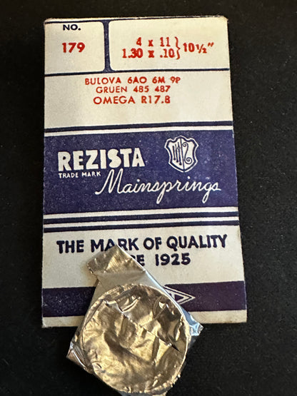 Rezista Mainspring #179 for Bulova 6AO, 6M, 9P, Gruen 485, 487, Omega R17.8 - Steel