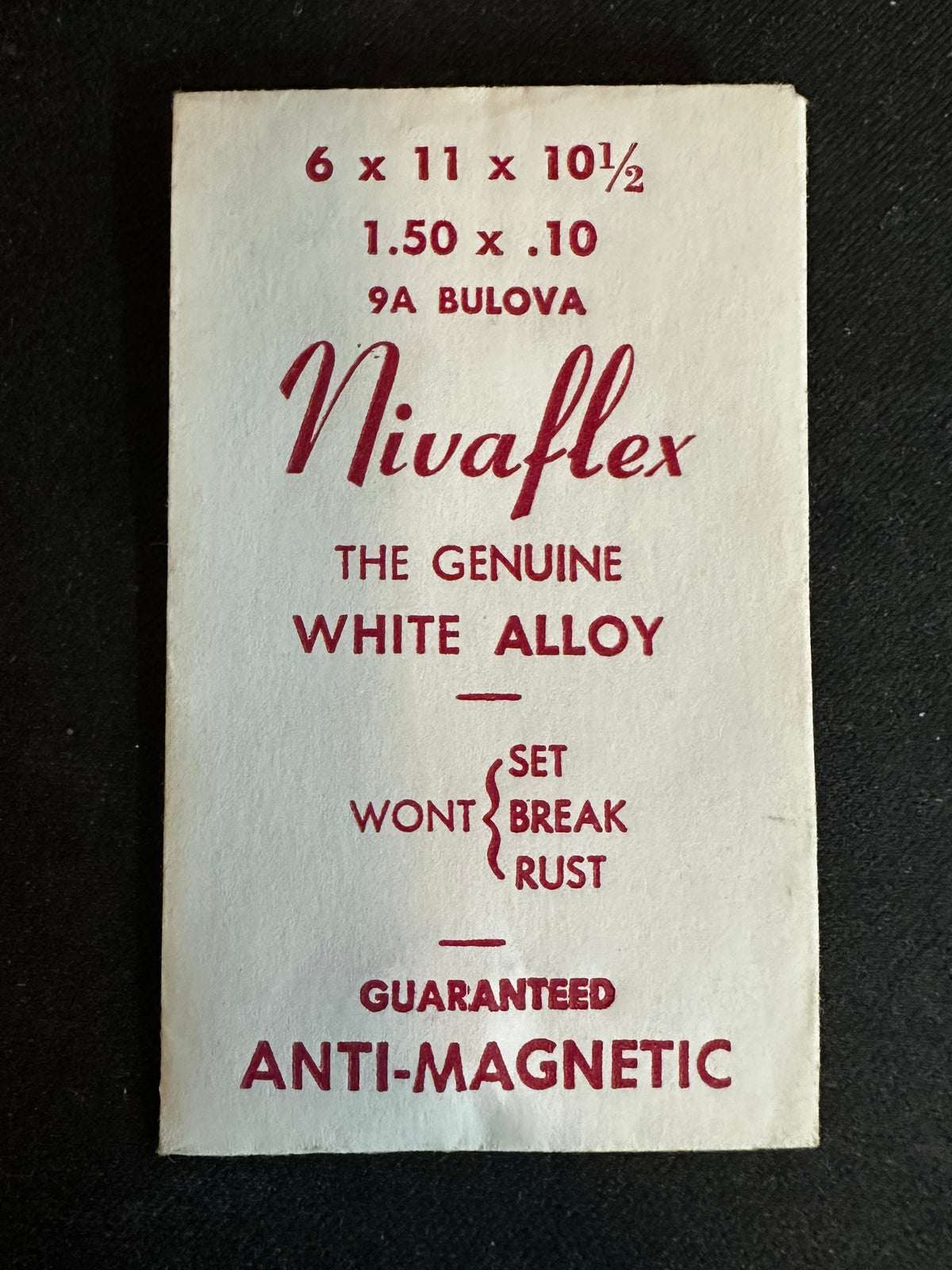 Nivaflex Unbreakable Mainspring for Bulova caliber 9A - Alloy