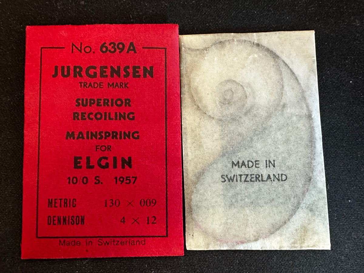 Jurgensen Mainspring #639A for Elgin 10/0s Factory No. 1957 - Steel