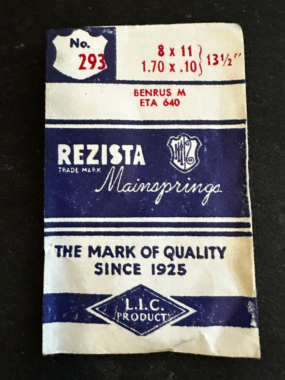 Rezista Mainspring #293 for ETA 640 & Benrus M - Steel