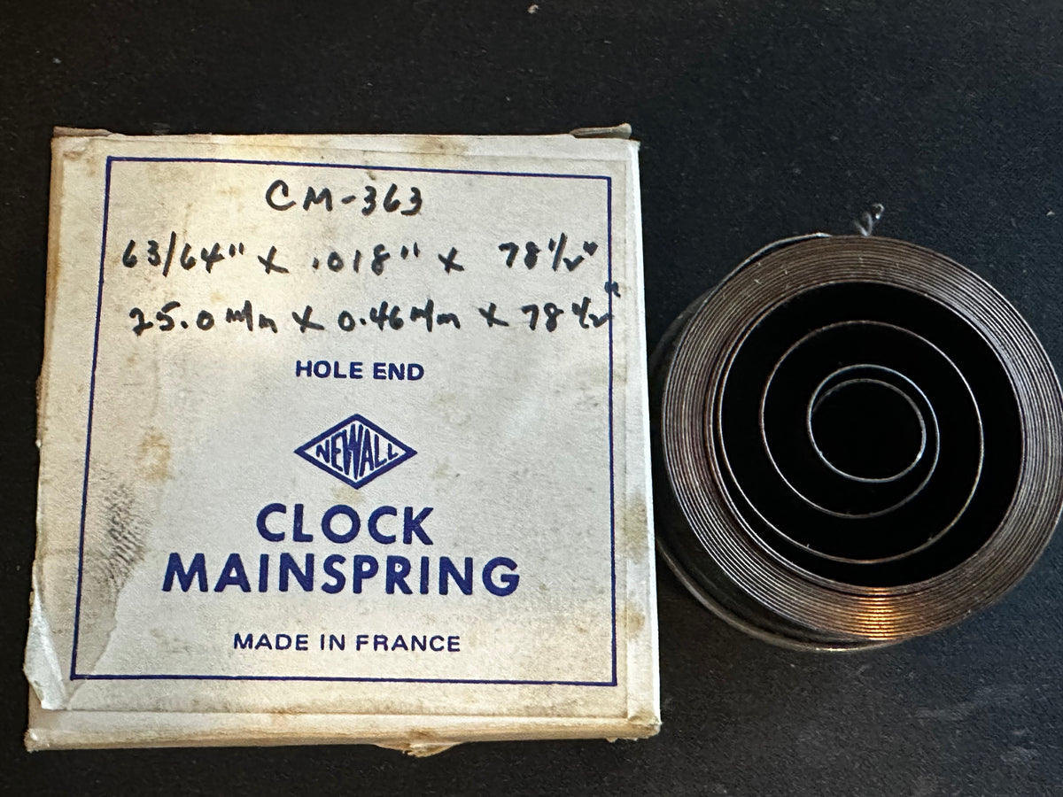 Newall HOLE End Clock Mainspring – 25.0mm x .46mm x 78½″ Long - No. CM-363