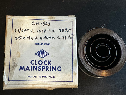 Newall HOLE End Clock Mainspring – 25.0mm x .46mm x 78½″ Long - No. CM-363