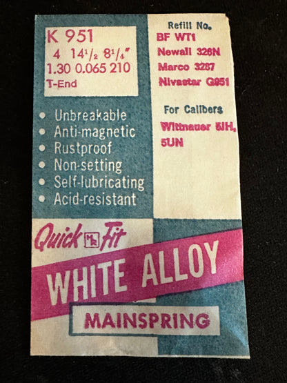 HR Quick Fit Mainspring K951 for Wittnauer 5JH, 5UN - Alloy