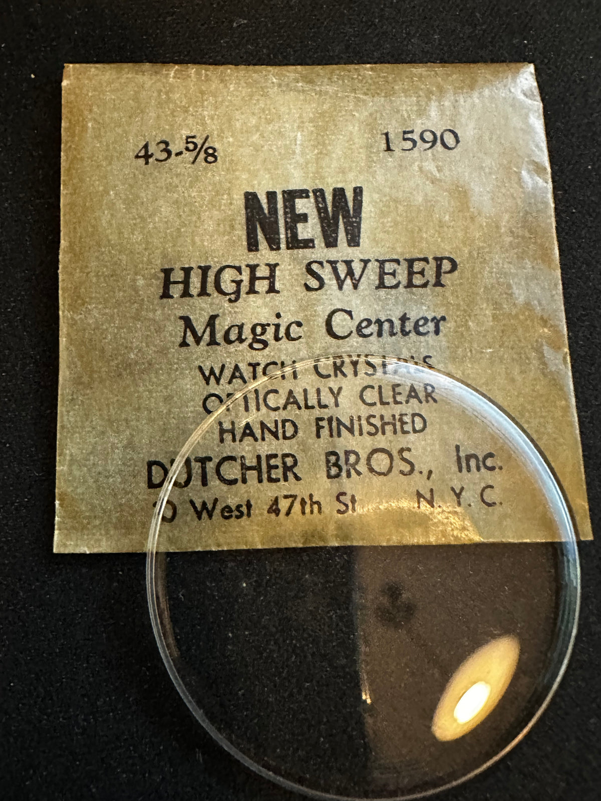Dutcher Bros 43⅝ Pocket Watch Crystal 40.39mm (1.590") - New