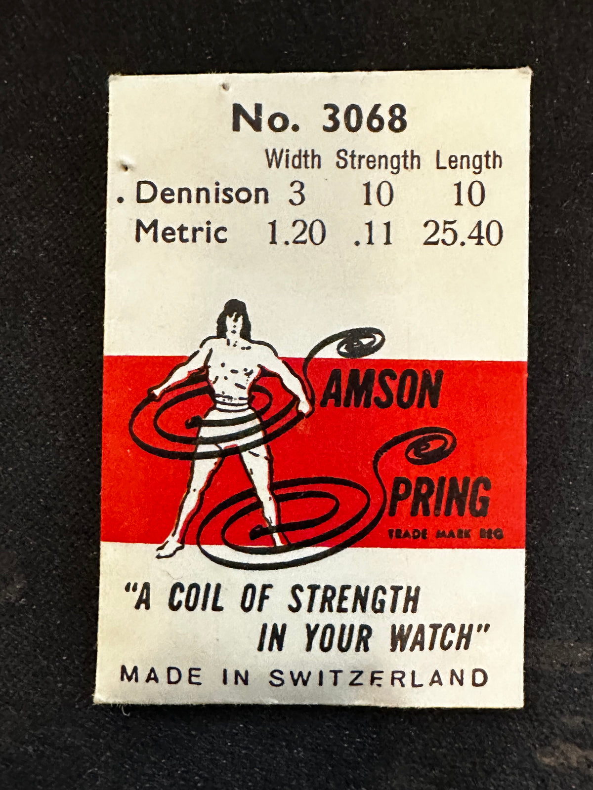 Samson Mainspring No. 3068 for Gruen 96, 97, 812, 813, 820, 821 - Steel