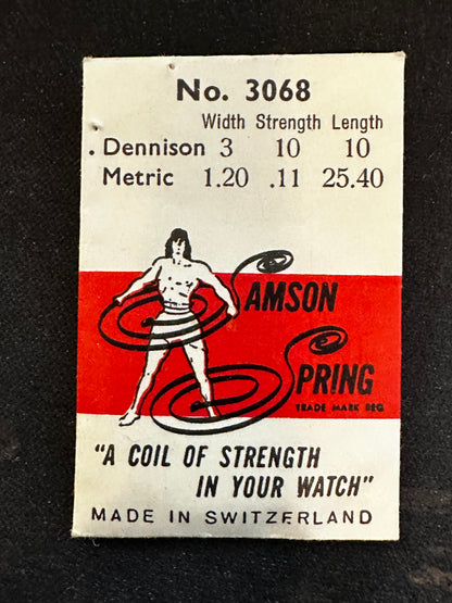 Samson Mainspring No. 3068 for Gruen 96, 97, 812, 813, 820, 821 - Steel