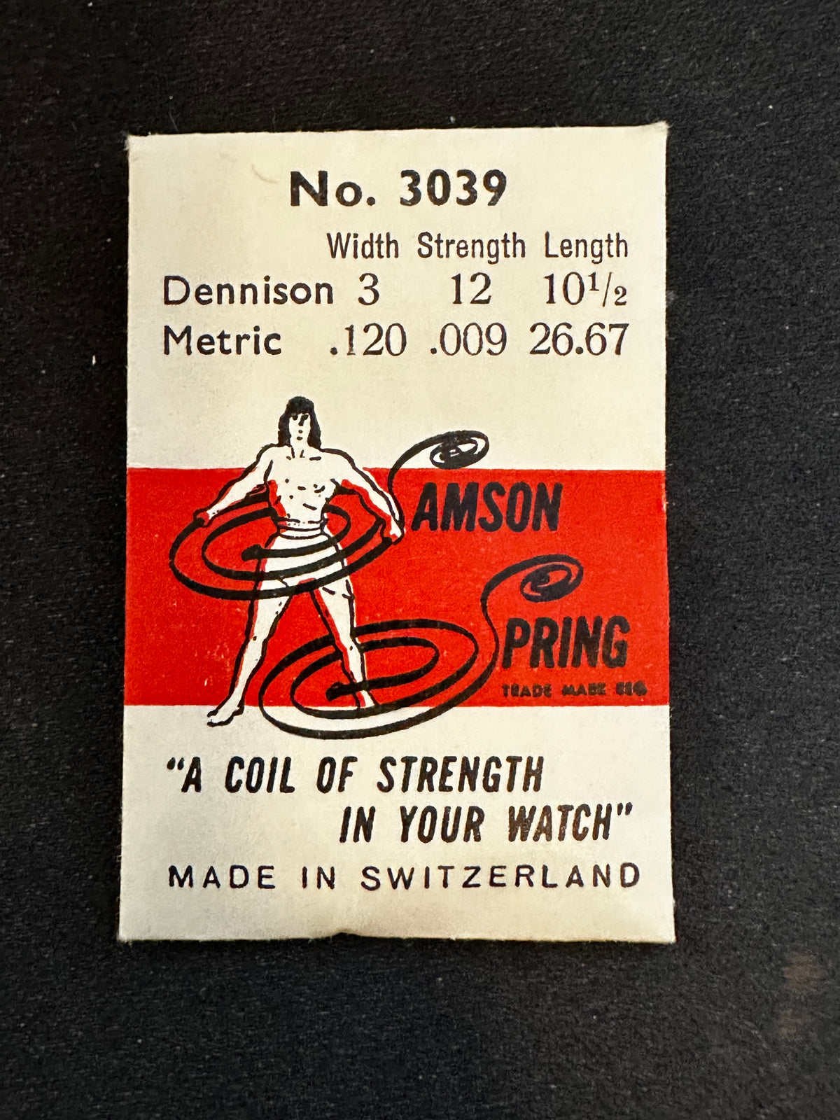 Samson Mainspring No. 3039 for AS 427, Bulova 6B, 6BBI, 6AP, Aurore 8 - Steel