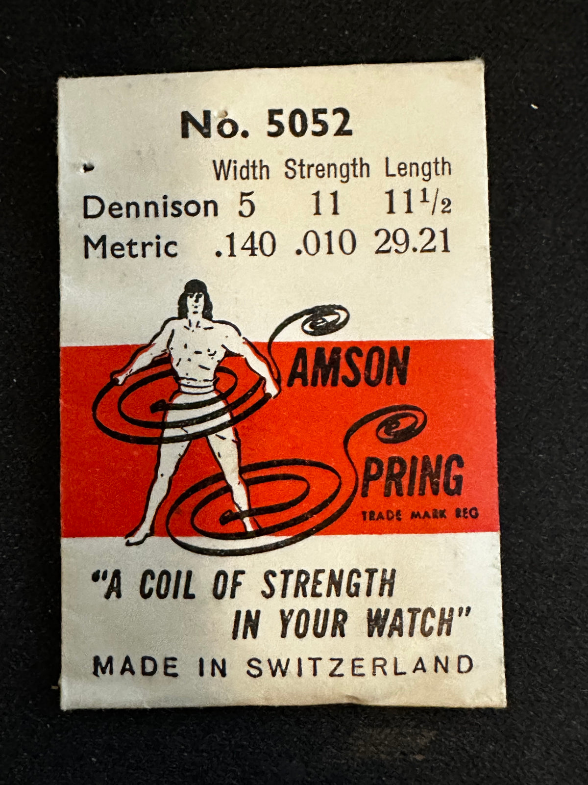 Samson Mainspring No. 5052 for Bulova 10AN, 10AR, 10AT, 10AW, 10AA, 10AS, 10AB, 10AE, 10AX, 10AZ, 10AM, 10W, 10AI - Steel