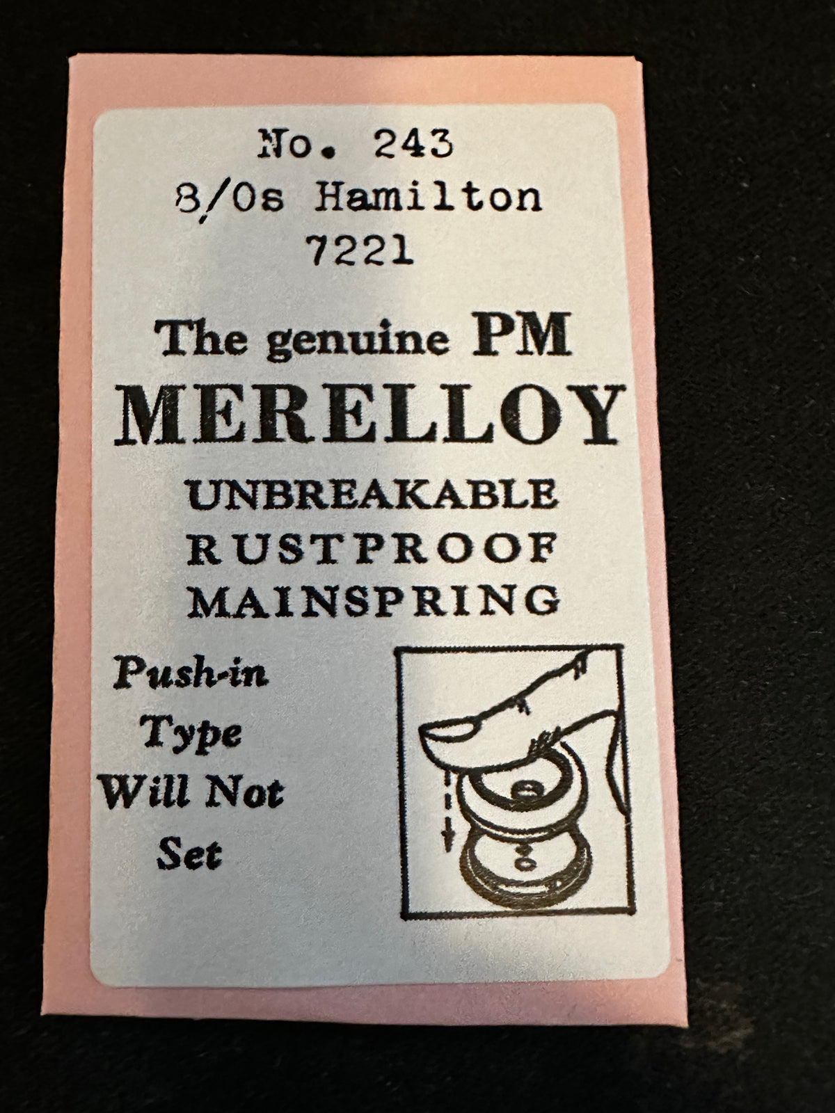 PM Merelloy Mainspring #243 for 8/0s Hamilton No. 7221 - Alloy
