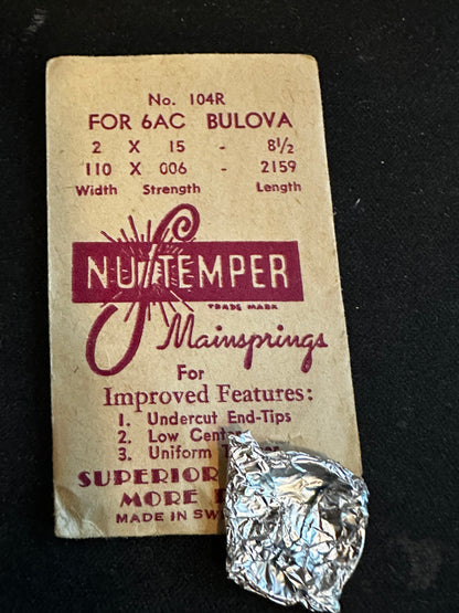 NuTemper Mainspring No. 104R for Bulova 6AC movements - Steel